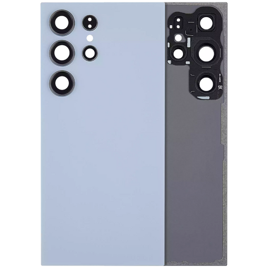Back Cover Glass With Camera Lens For Samsung Galaxy S24 Ultra 5G (No Logo) (Aftermarket Plus) (Titanium Blue)