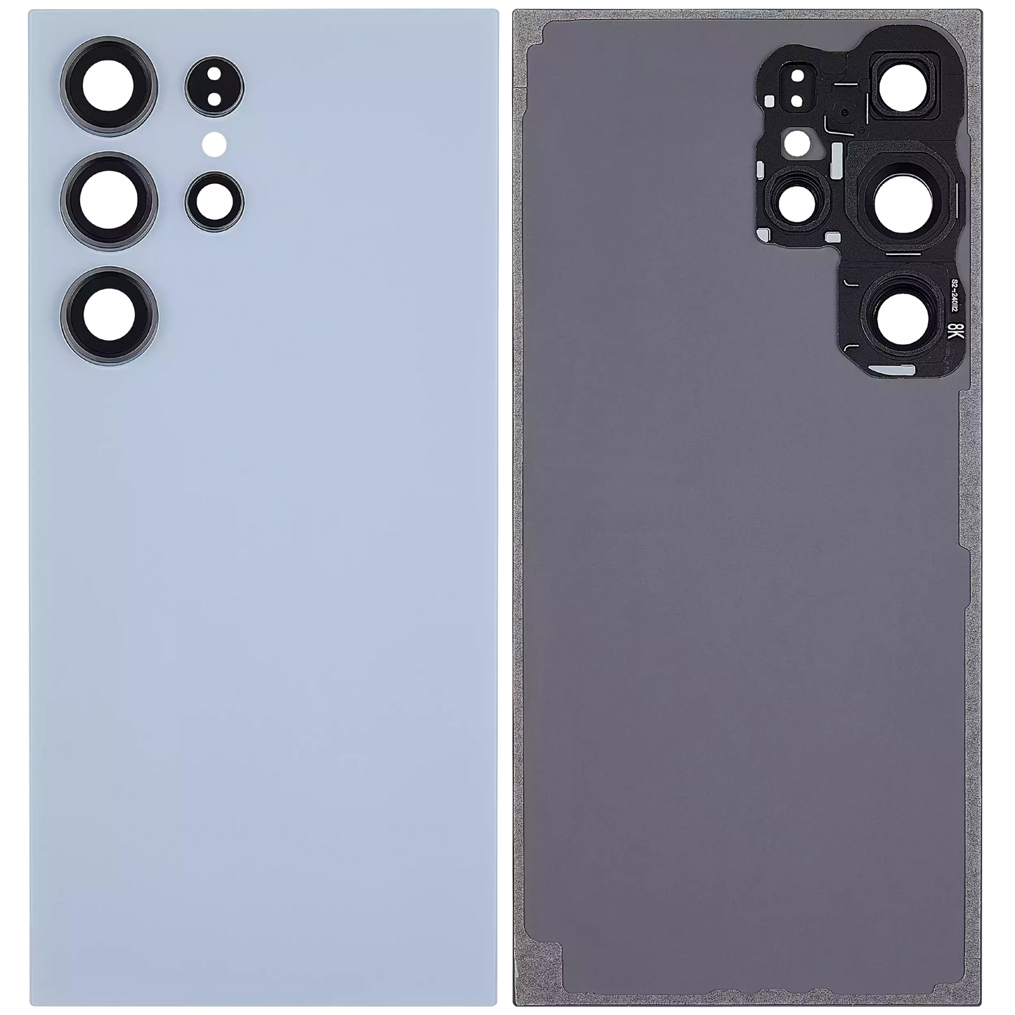 Back Cover Glass With Camera Lens For Samsung Galaxy S24 Ultra 5G (No Logo) (Aftermarket Plus) (Titanium Blue)