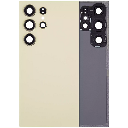 Back Cover Glass With Camera Lens For Samsung Galaxy S24 Ultra 5G (No Logo) (Aftermarket Plus) (Titanium Yellow)