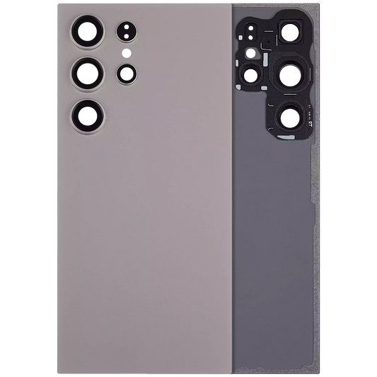 Back Cover Glass With Camera Lens For Samsung Galaxy S24 Ultra 5G (No Logo) (Aftermarket Plus) (Titanium Gray)