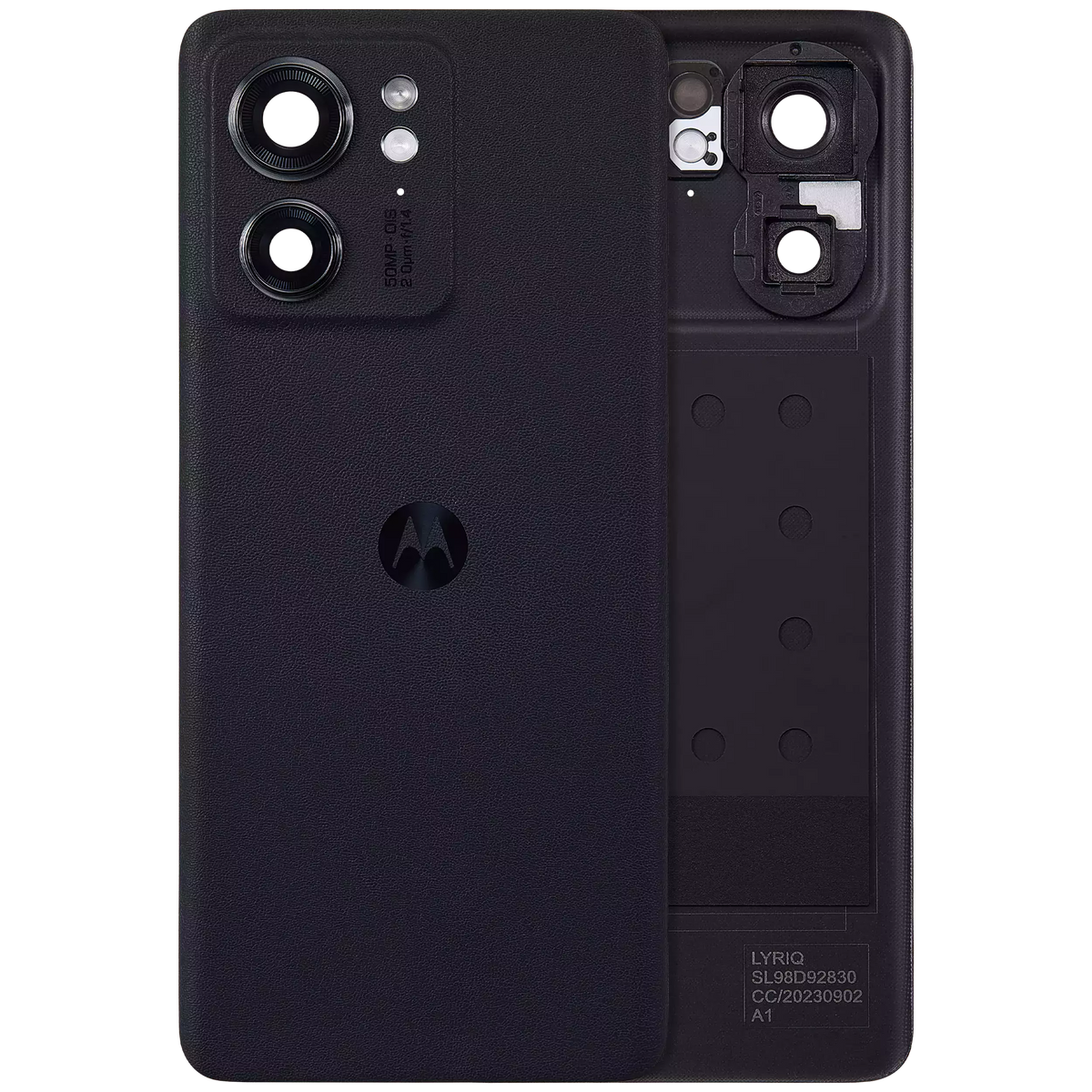 Back Cover Glass With Camera Lens For Motorola Edge 40 (XT2302 / 2023) (Genuine OEM) (Eclipse Black) | SKU 107182092473 | image 1