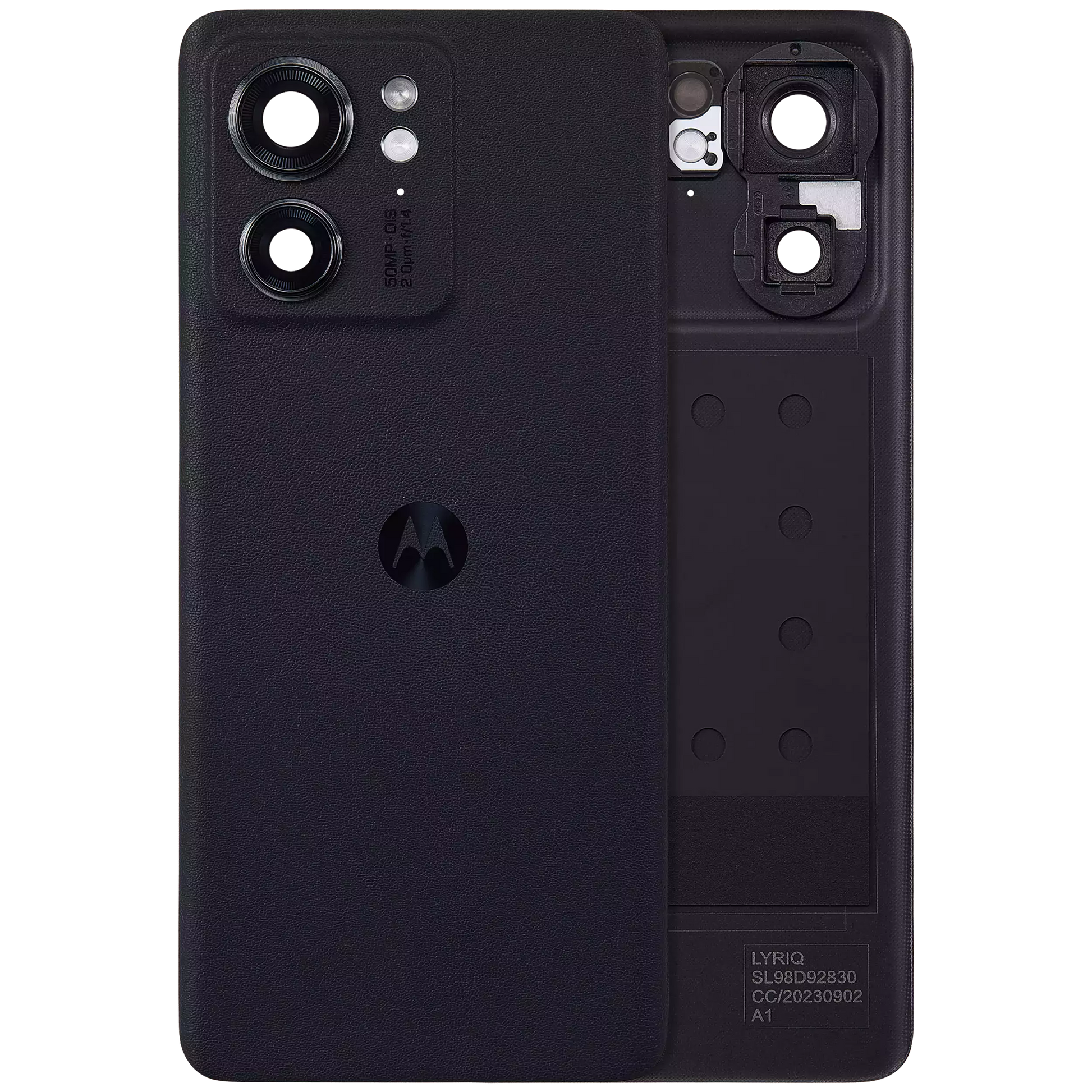 Back Cover Glass With Camera Lens For Motorola Edge 40 (XT2302 / 2023) (Genuine OEM) (Eclipse Black) | SKU 107182092473 | image 1