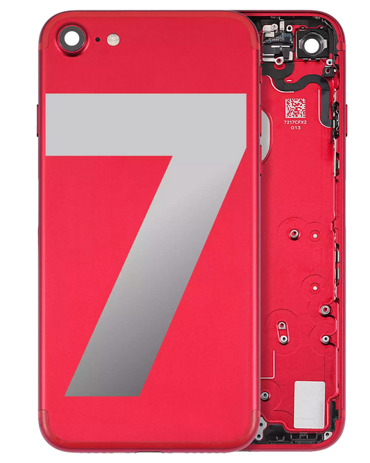 Back Housing W/ Small Parts For iPhone 7 (Used OEM Pull: Grade A) (Red)