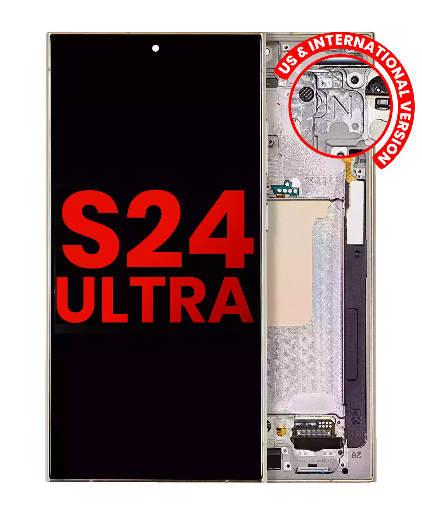 OLED Assembly With Frame For Samsung Galaxy S24 Ultra (US & International Version) (Aftermarket Plus) (Titanium Yellow)