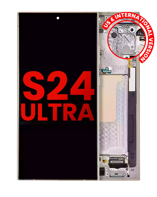 OLED Assembly With Frame For Samsung Galaxy S24 Ultra (US & International Version) (Aftermarket Plus) (Titanium Yellow)