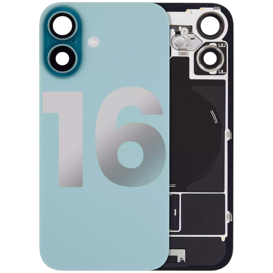 Back Glass w/ MagSafe Magnet & NFC & Flashlight Flex For iPhone 16 (Used OEM Pull: Grade A) (Teal)