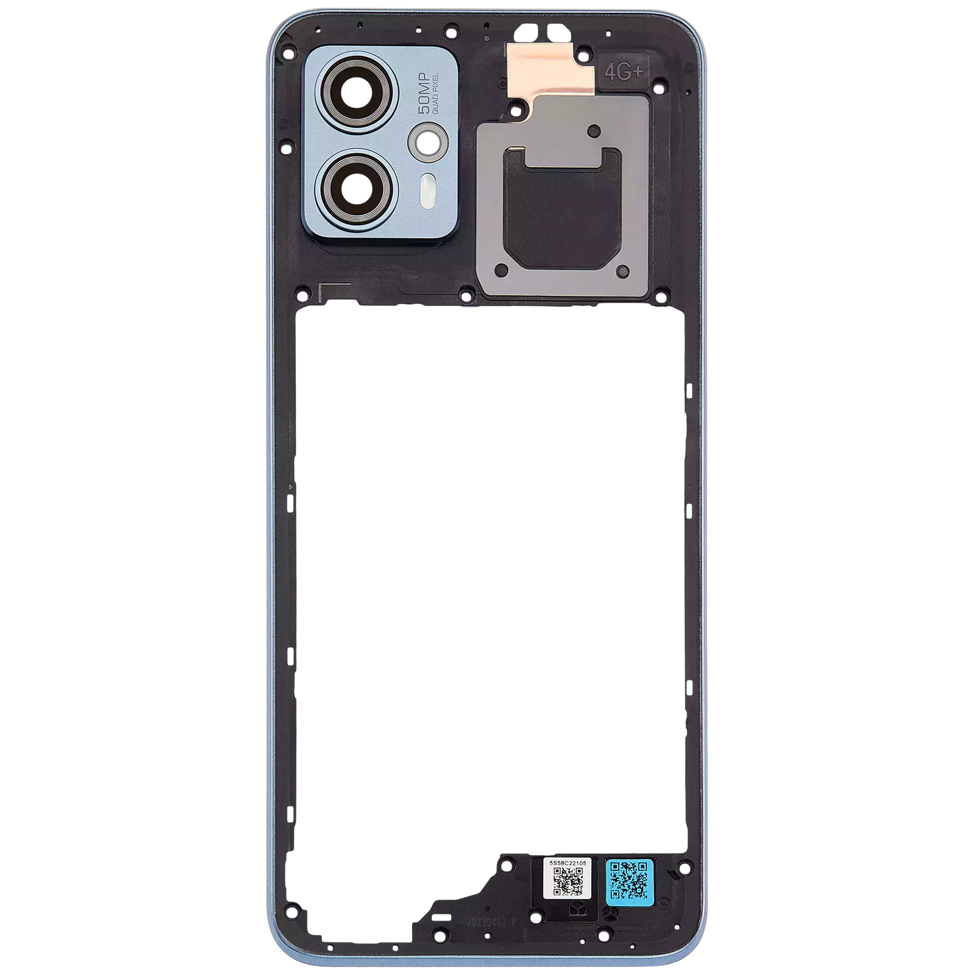 Mid-Frame Housing With Camera Lens For Motorola Moto G23 (XT2333 / 2023) (Genuine OEM) (Steel Blue) replacement part SKU 107182136388 image 2
