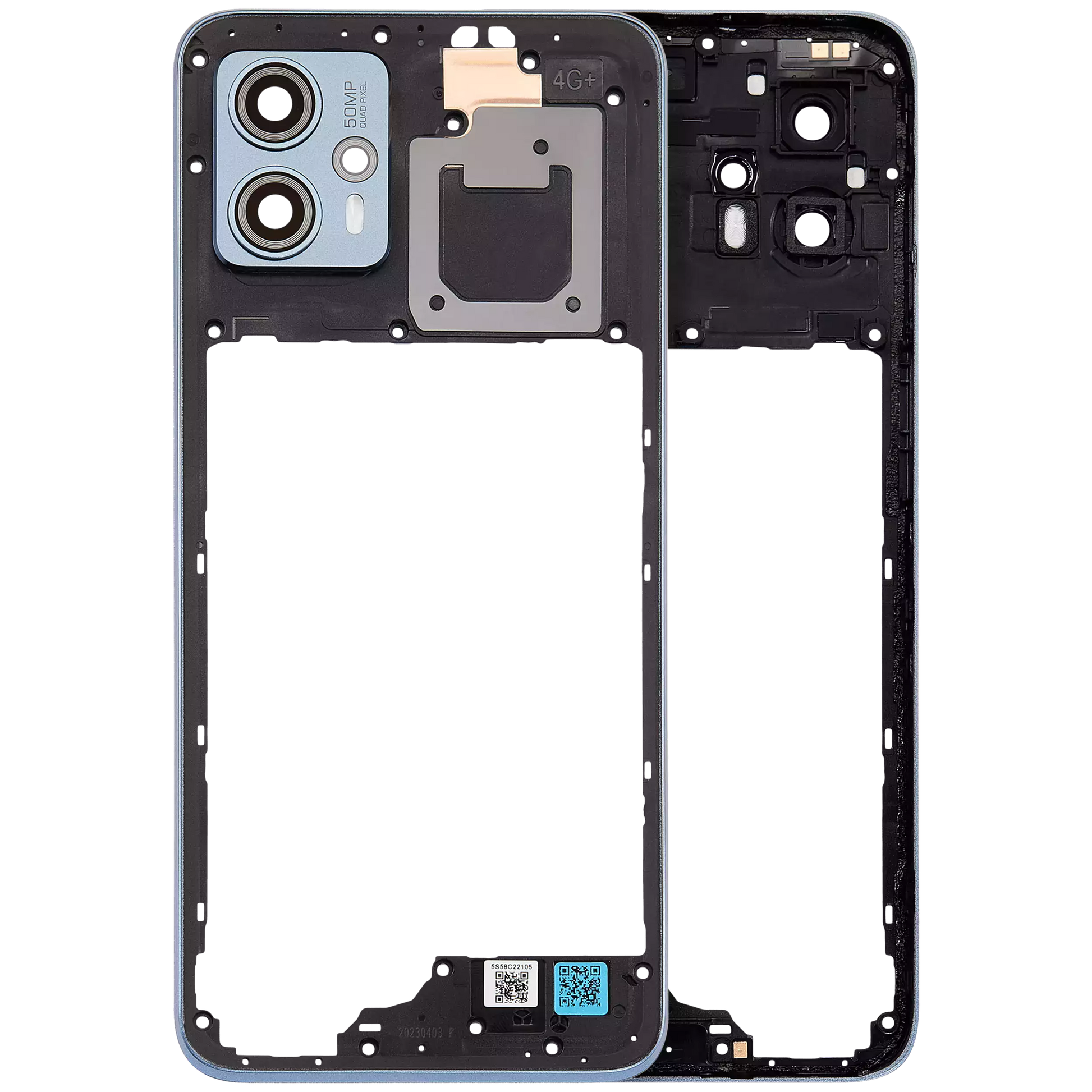 Mid-Frame Housing With Camera Lens For Motorola Moto G23 (XT2333 / 2023) (Genuine OEM) (Steel Blue) replacement part SKU 107182136388 image 1