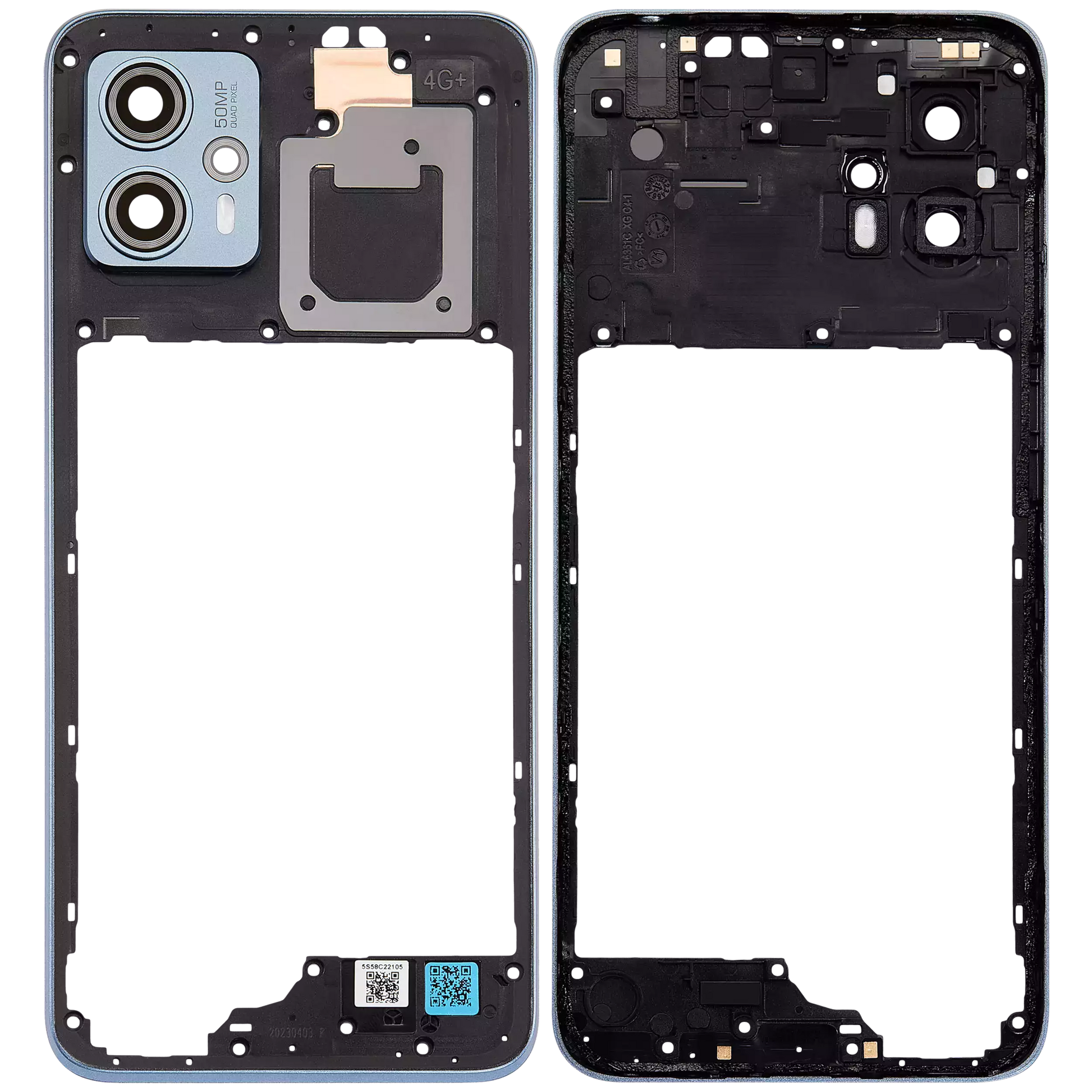 Mid-Frame Housing With Camera Lens For Motorola Moto G23 (XT2333 / 2023) (Genuine OEM) (Steel Blue) replacement part SKU 107182136388 image 6