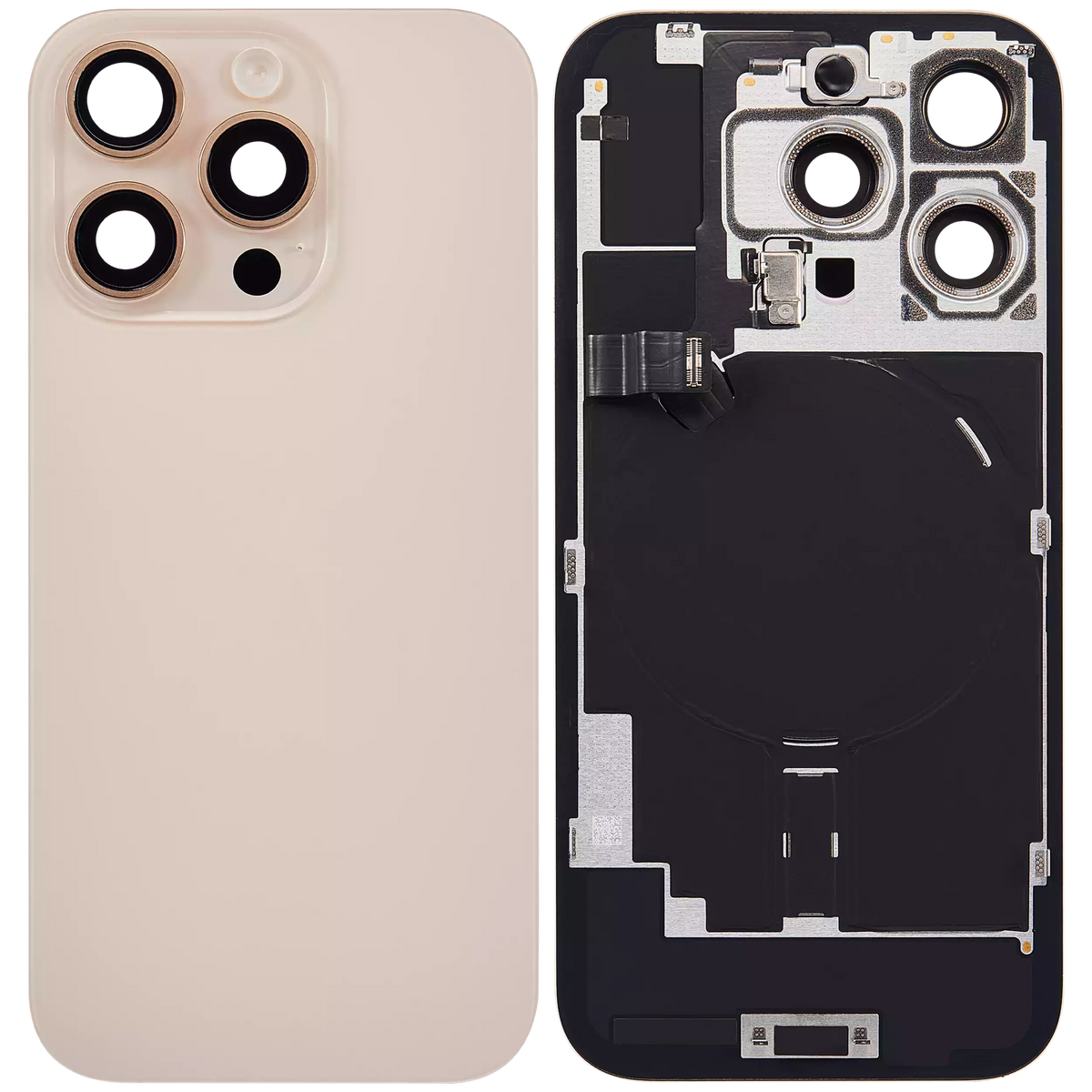 Back Glass w/ MagSafe Magnet & NFC & Flashlight Flex For iPhone 16 Pro (Used OEM Pull: Grade A) (Desert Titanium) — product photo 6