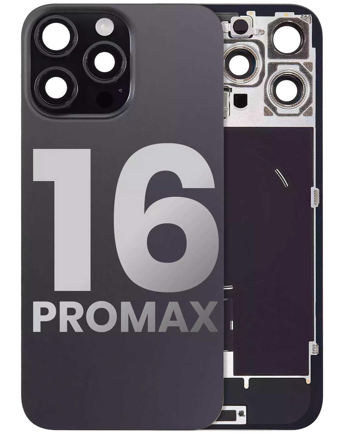 Back Glass w/ MagSafe Magnet & NFC & Flashlight Flex For iPhone 16 Pro Max (Used OEM Pull: Grade A) (Black Titanium) — product photo 1