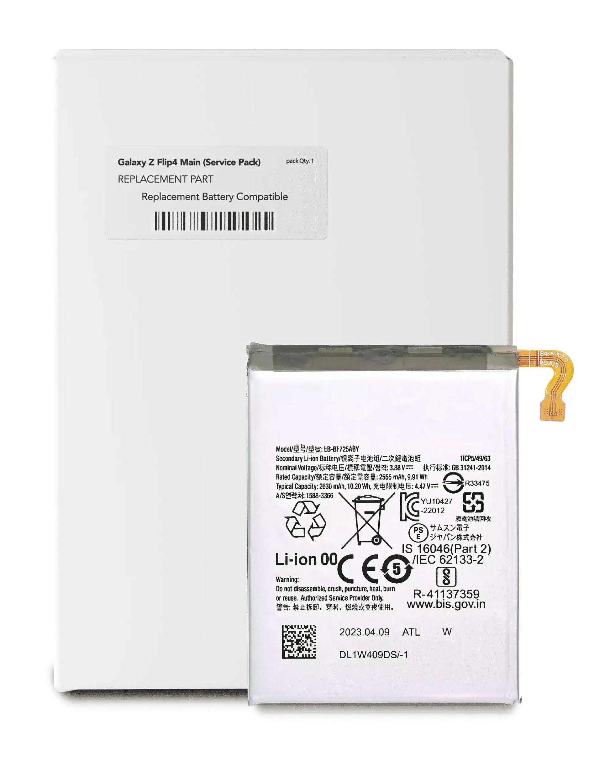 Buy Replacement Battery (Main) For Samsung Galaxy Z Flip 4 5G (EB-BF725ABY) (Service Pack) - High Quality Replacement Part - View 1 | TechDrip Canada
