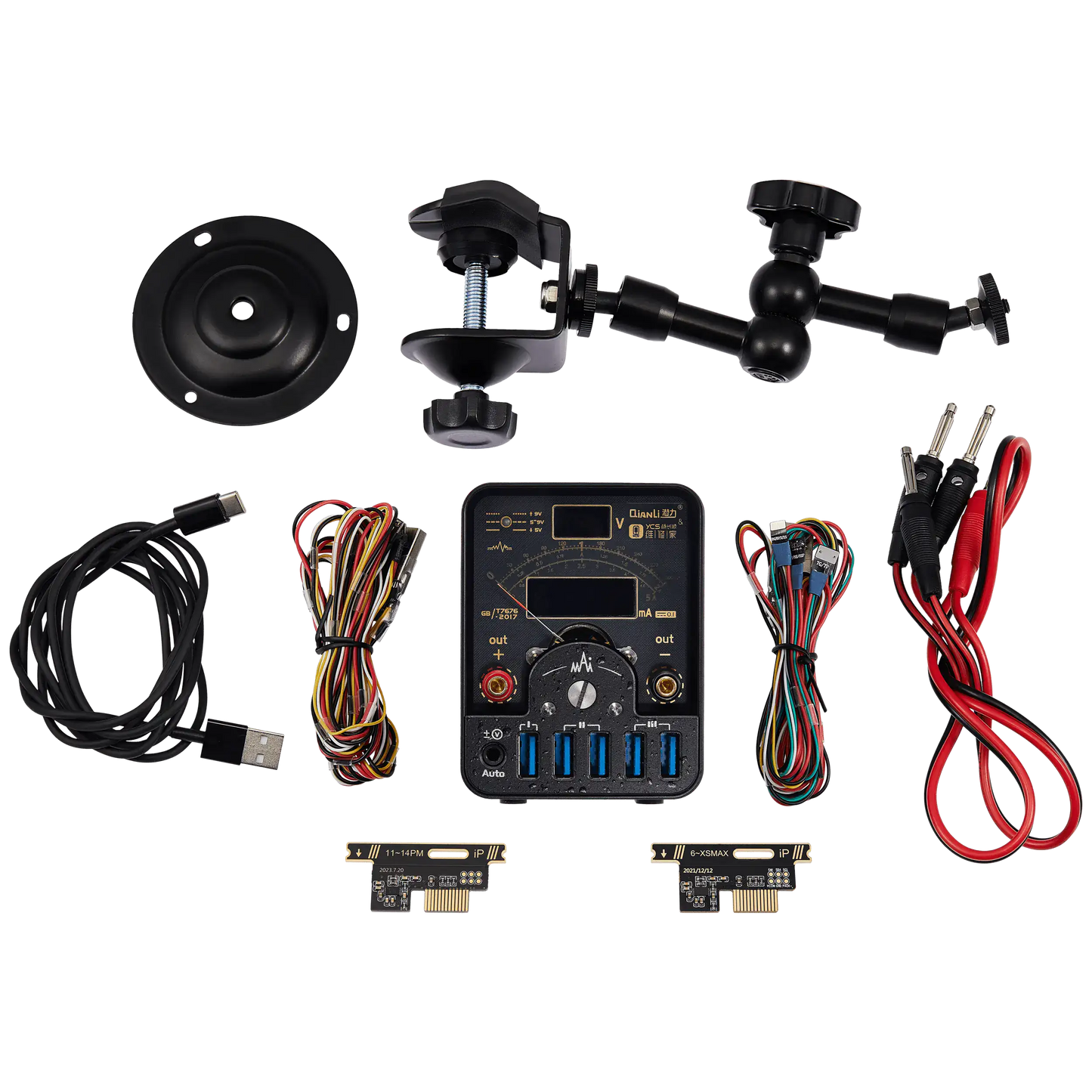 LT2 Individual DC Power Supply Unit W/ Diagnosis Meter, Quarter Bracket Holder 7" Bulldozer & Expansion Card iPhone 6 to 14 Series (Qianli)