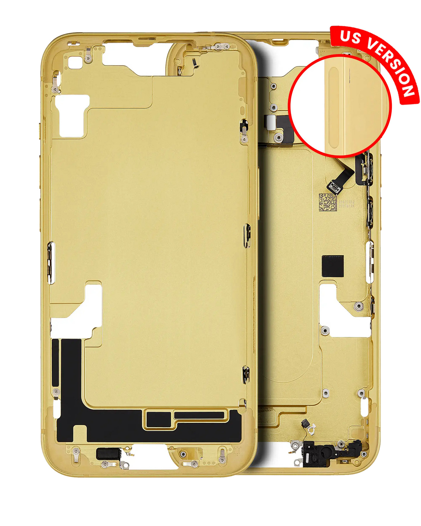 Mid-Frame Housing W/ Small Parts For iPhone 14 (US Version) (Used OEM Pull: Grade C) (Yellow)