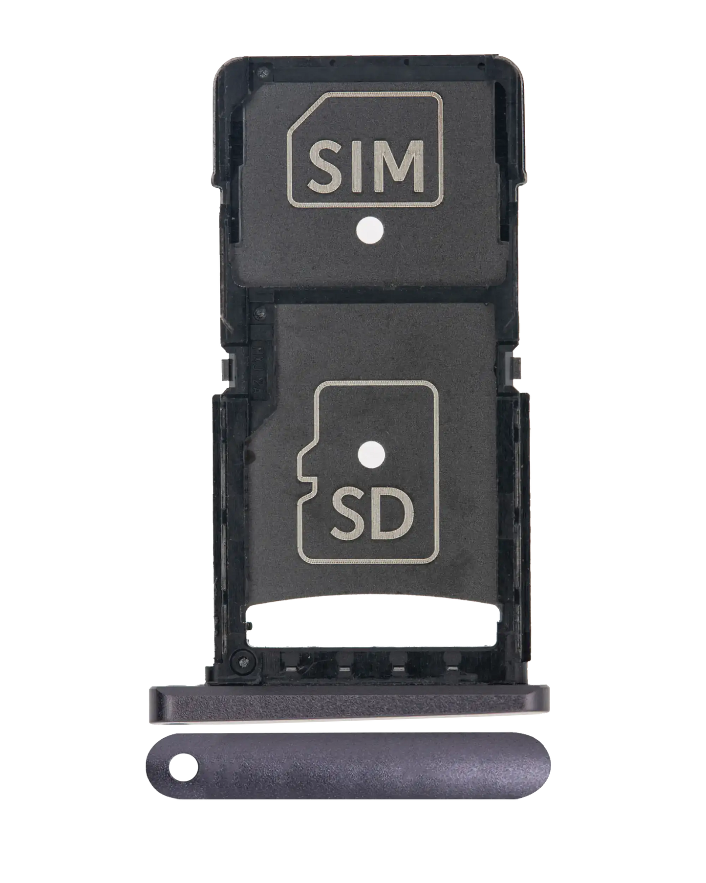 SIM Card Tray for Motorola Droid Turbo 2 (XT1585 / 2015) Black - replacement component front view, SKU 107082030534, image 1