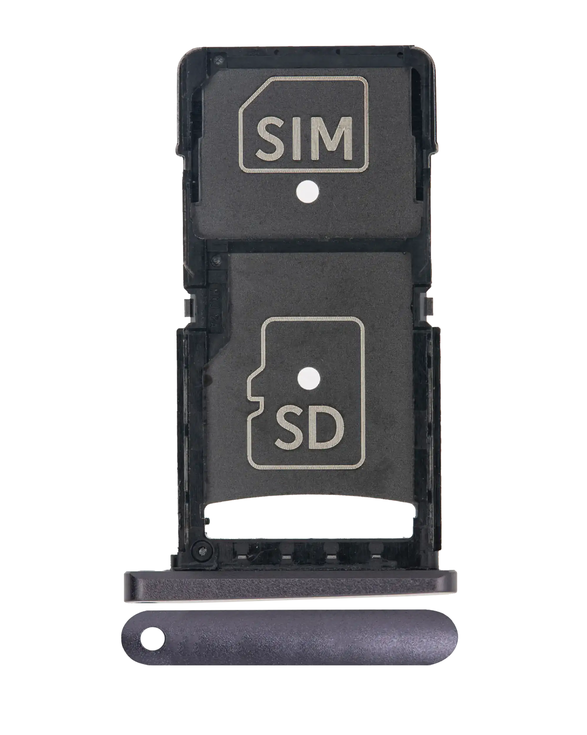 SIM Card Tray for Motorola Droid Turbo 2 (XT1585 / 2015) Black - replacement component front view, SKU 107082030534, image 1