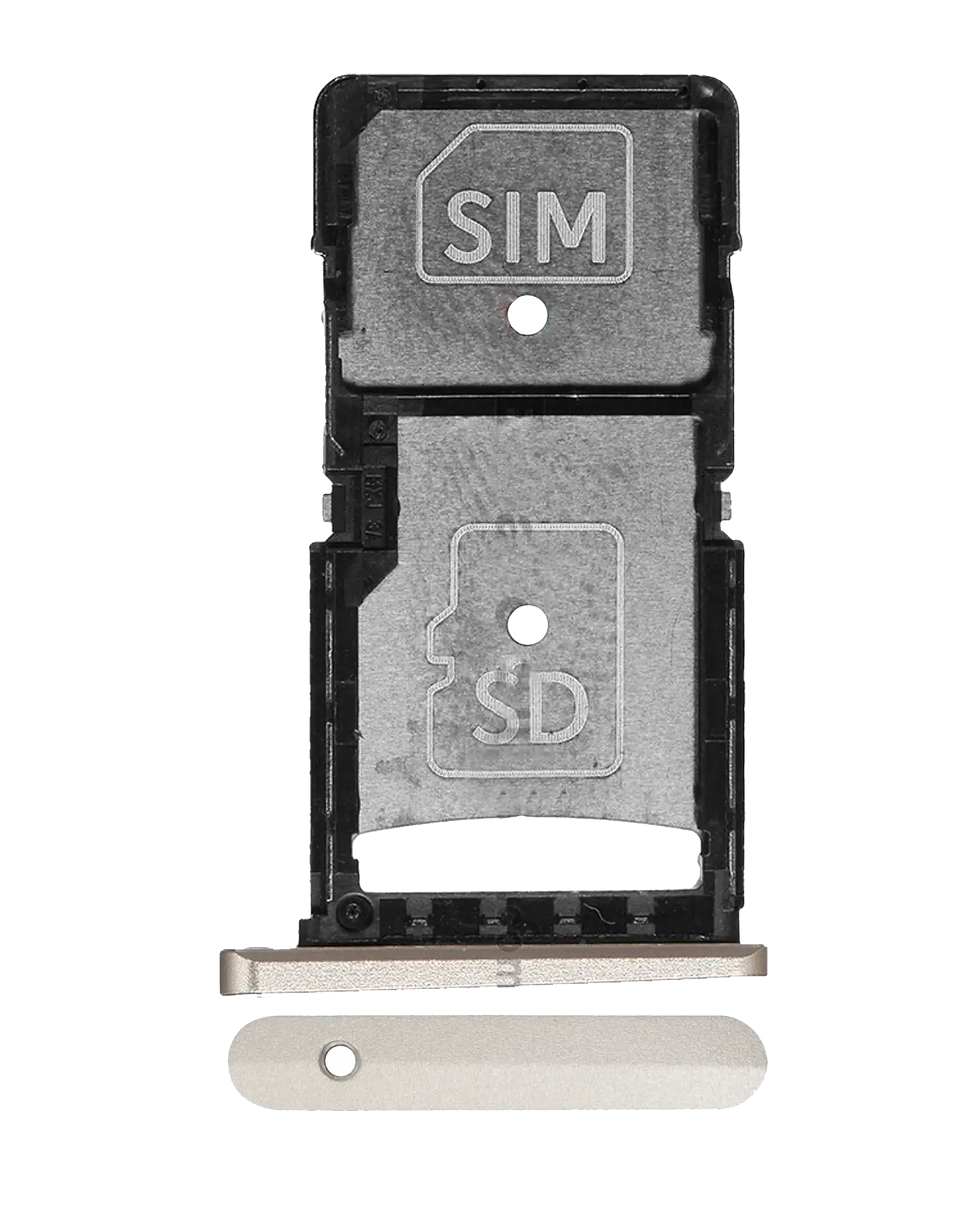 SIM Card Tray for Motorola Droid Turbo 2 (XT1585 / 2015) Gold - replacement component front view, SKU 107082030535, image 1