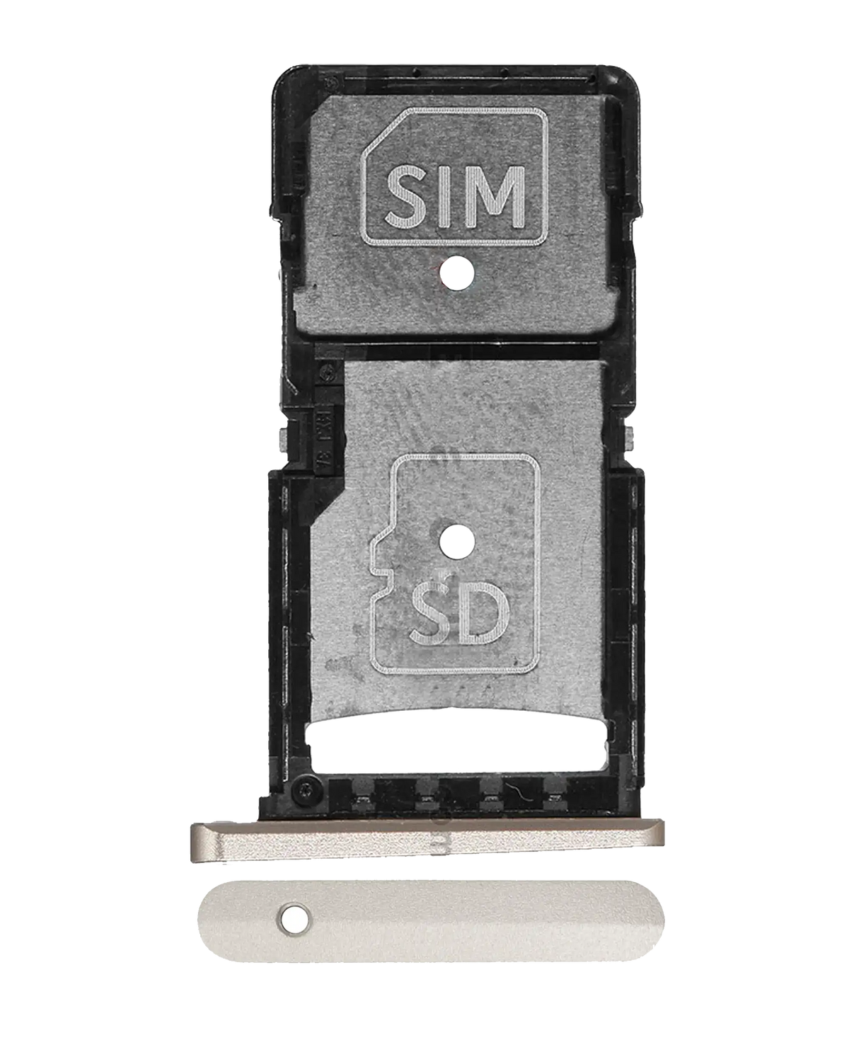 SIM Card Tray for Motorola Droid Turbo 2 (XT1585 / 2015) Gold - replacement component front view, SKU 107082030535, image 1