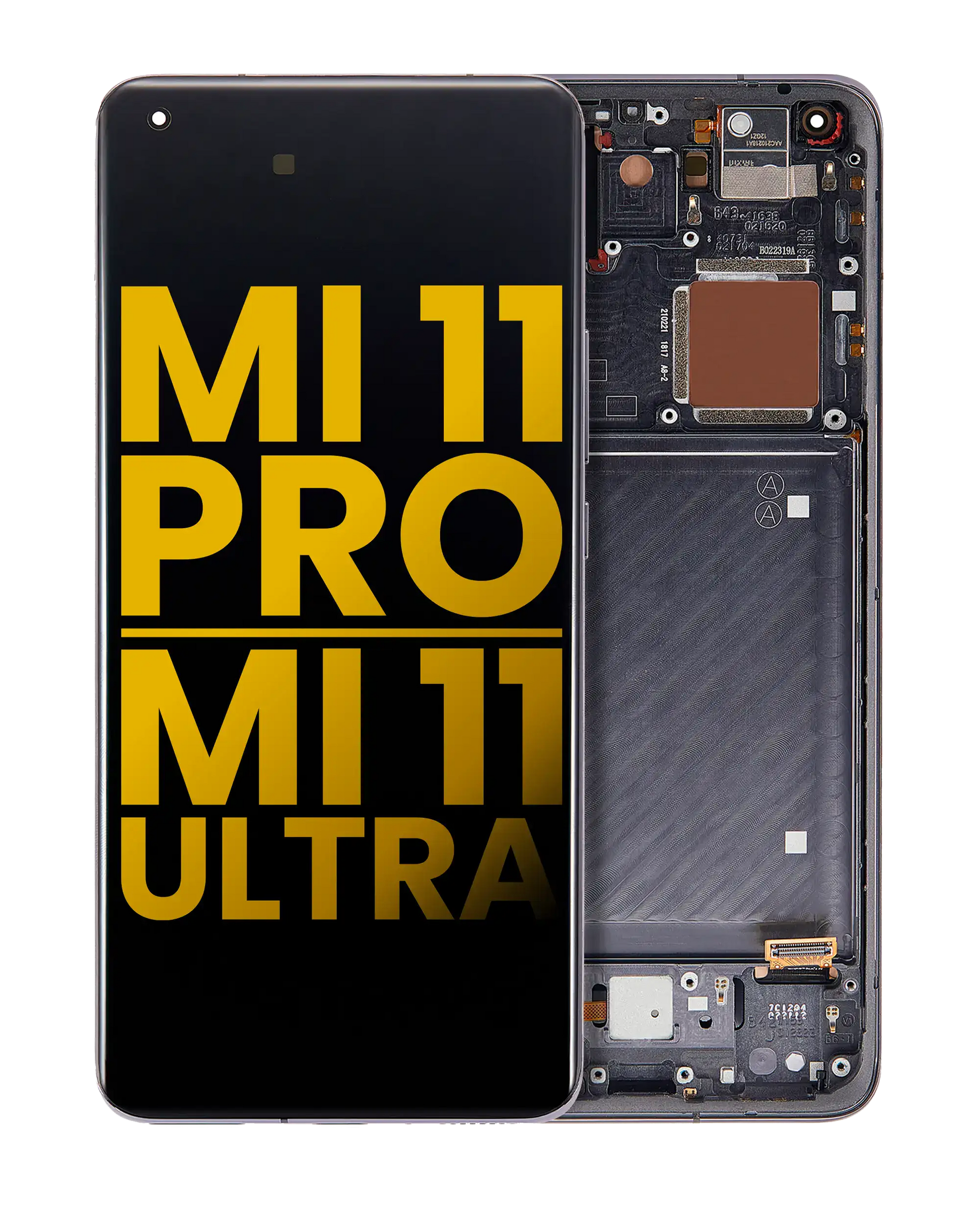 OLED Assembly With Frame For Xiaomi Mi 11 Pro / Mi 11 Ultra (Refurbished) (Black) - replacement part product image SKU 107082119501 - image 1