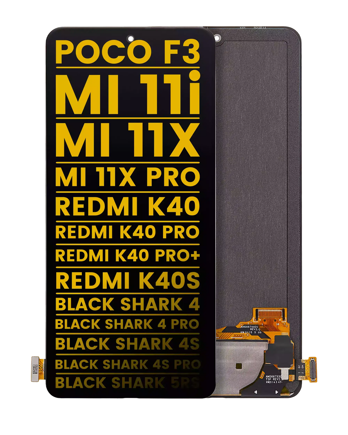 OLED Assembly Without Frame For Xiaomi Poco F3 / Poco F4 / MI 11i / MI 11X / MI 11X Pro / Redmi K40 / K40 Pro / K40 Pro+ / K40S / Black Shark 4 / Blac - replacement part product image SKU 107082126504 - image 1
