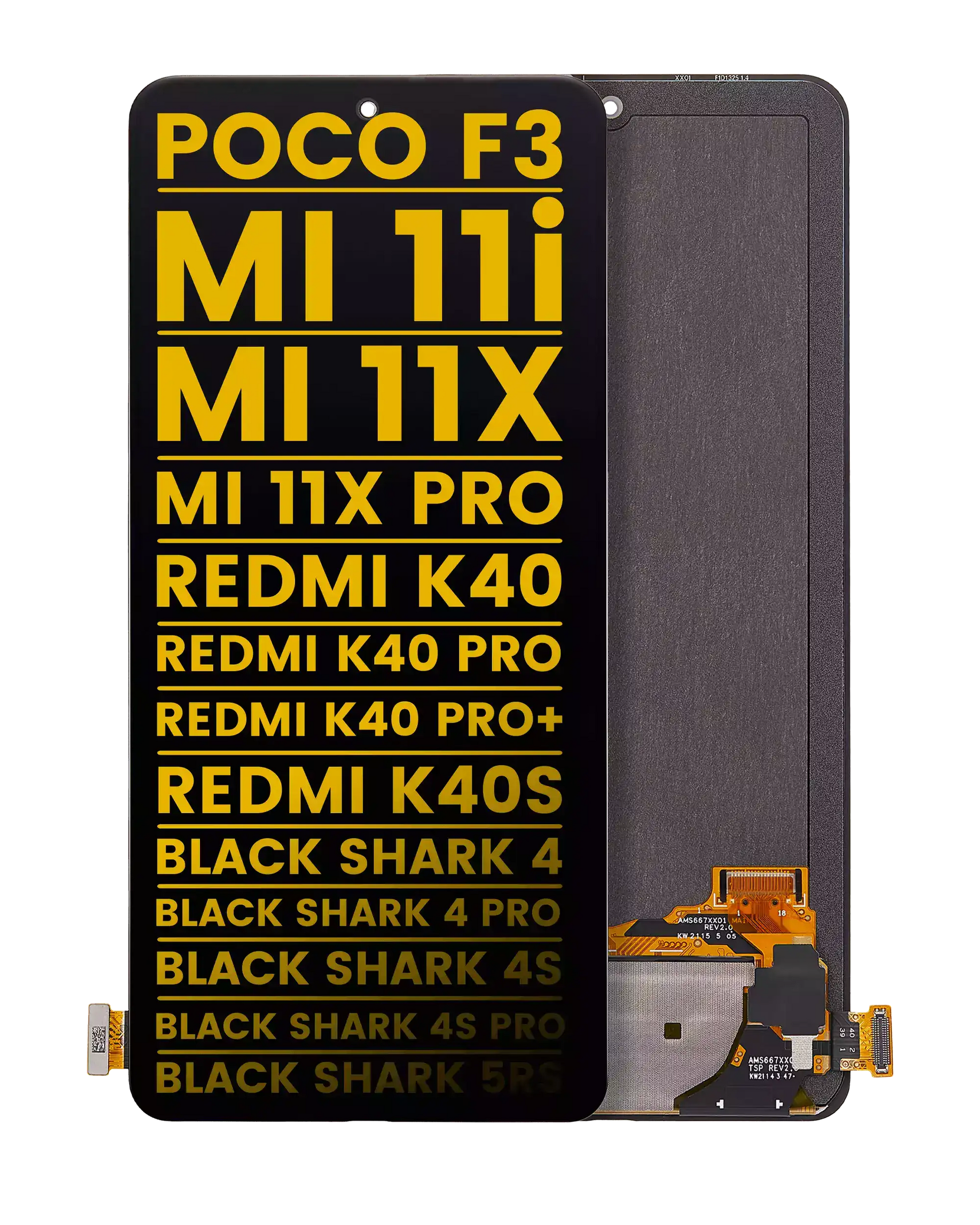 OLED Assembly Without Frame For Xiaomi Poco F3 / Poco F4 / MI 11i / MI 11X / MI 11X Pro / Redmi K40 / K40 Pro / K40 Pro+ / K40S / Black Shark 4 / Blac - replacement part product image SKU 107082126504 - image 1