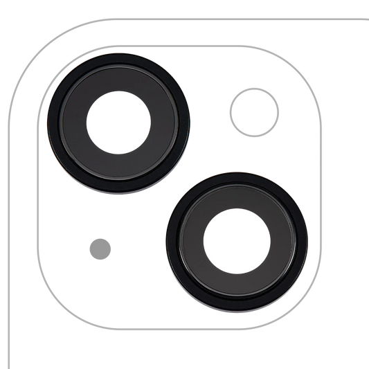 Back Camera Lens With Bracket & Bezel For iPhone 15 / 15 Plus (2 Piece Set) (Premium) (Black)