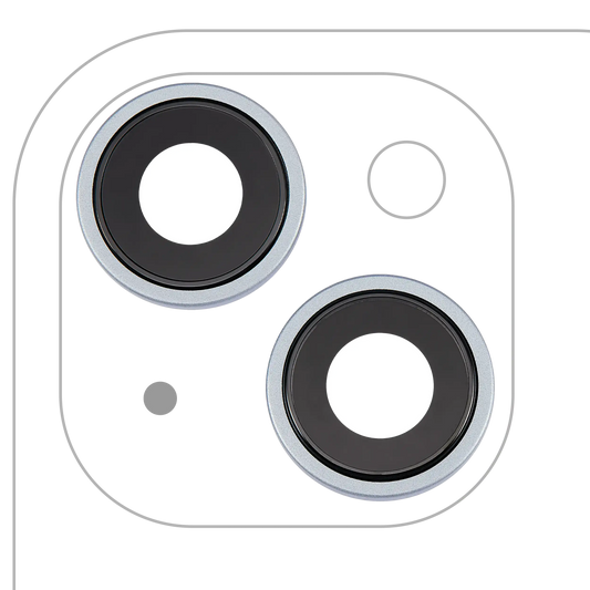 Back Camera Lens With Bracket & Bezel For iPhone 15 / 15 Plus (2 Piece Set) (Premium) (Blue)