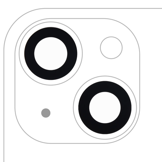 Back Camera Lens (Glass Only) With Adhesive For iPhone 14 / 14 Plus / 15 / 15 Plus (2 Piece Set) (10 Pack) (Premium) (Real Sapphire)
