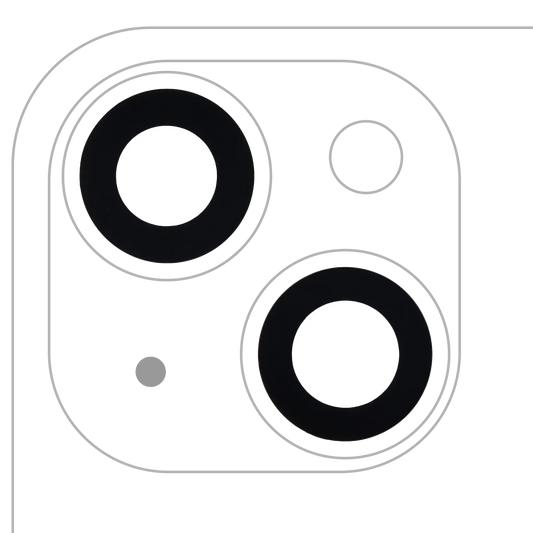 Back Camera Lens (Glass Only) With Adhesive For iPhone 14 / 14 Plus / 15 / 15 Plus (2 Piece Set) (Aftermarket Plus) (10 Pack)