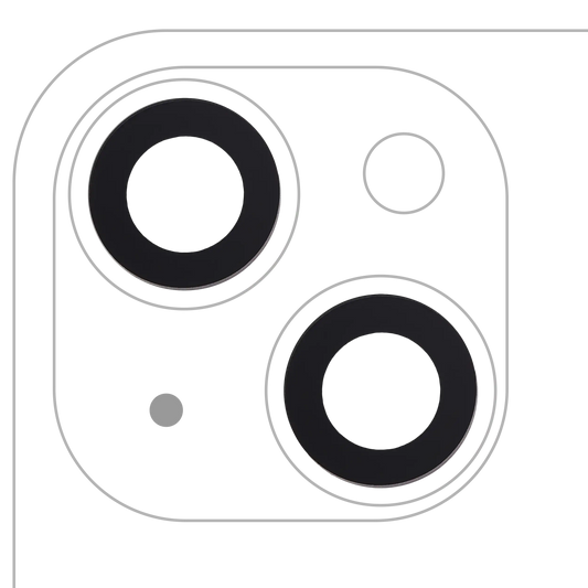 Back Camera Lens (Glass Only) With Adhesive For iPhone 14 / 14 Plus / 15 / 15 Plus (2 Piece Set) (Aftermarket Plus)