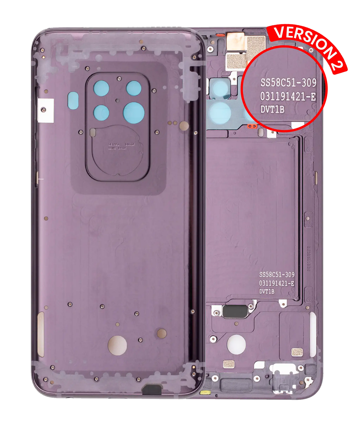 Mid-Frame Housing For Motorola One Zoom (XT2010-01 / 2019) / Z4 (XT1980 / 2019) (Version 2) (Cosmic Purple) - Motorola replacement part - product image 1 - SKU 107082049332