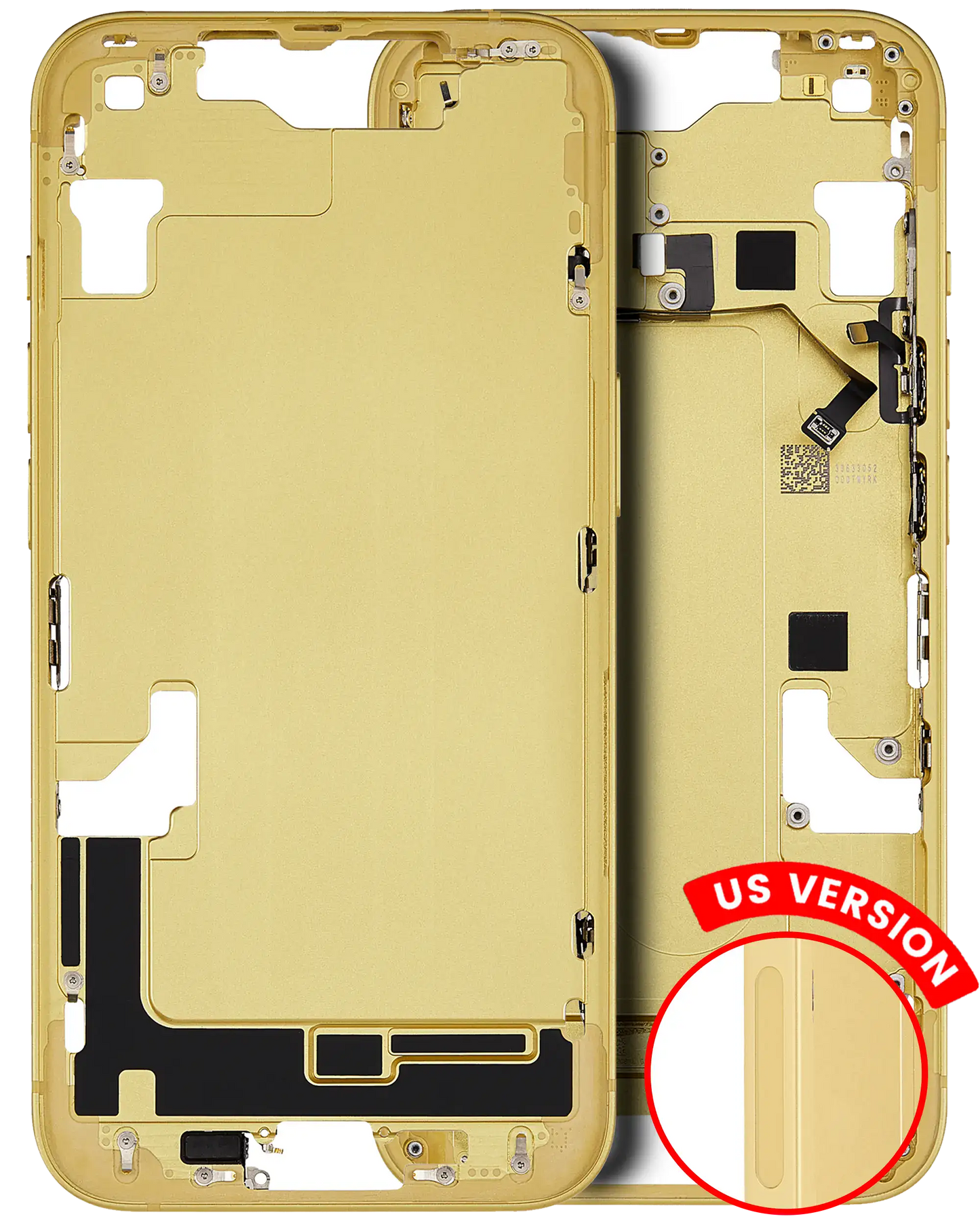 Mid-Frame Housing W/ Small Parts For iPhone 14 (US Version) (Used OEM Pull: Grade C) (Yellow)