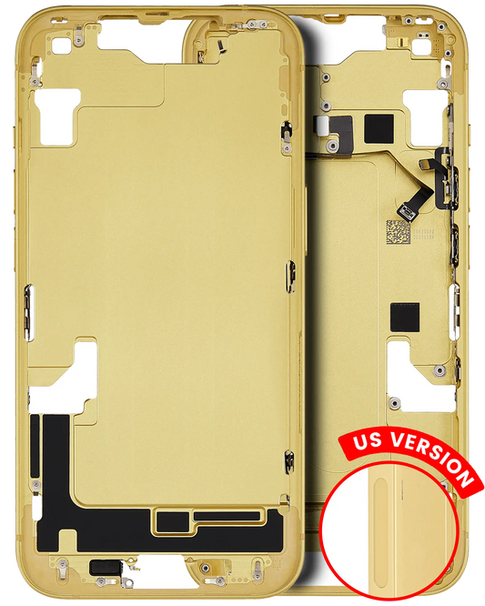 Mid-Frame Housing W/ Small Parts For iPhone 14 (US Version) (Used OEM Pull: Grade C) (Yellow)