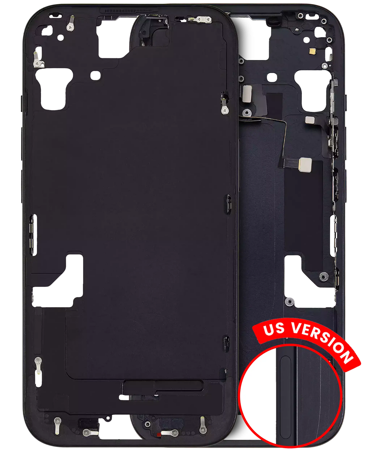 Mid-Frame Housing W/ Small Parts For iPhone 15 (US Version) (Aftermarket Plus) (Black)