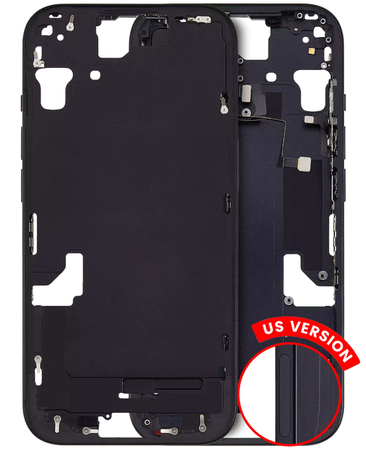 Mid-Frame Housing W/ Small Parts For iPhone 15 (US Version) (Aftermarket Plus) (Black)