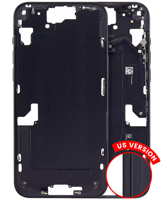 Mid-Frame Housing W/ Small Parts For iPhone 15 Plus (US Version) (Aftermarket Plus) (Black)