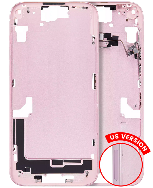 Mid-Frame Housing W/ Small Parts For iPhone 15 Plus (US Version) (Aftermarket Plus) (Pink)