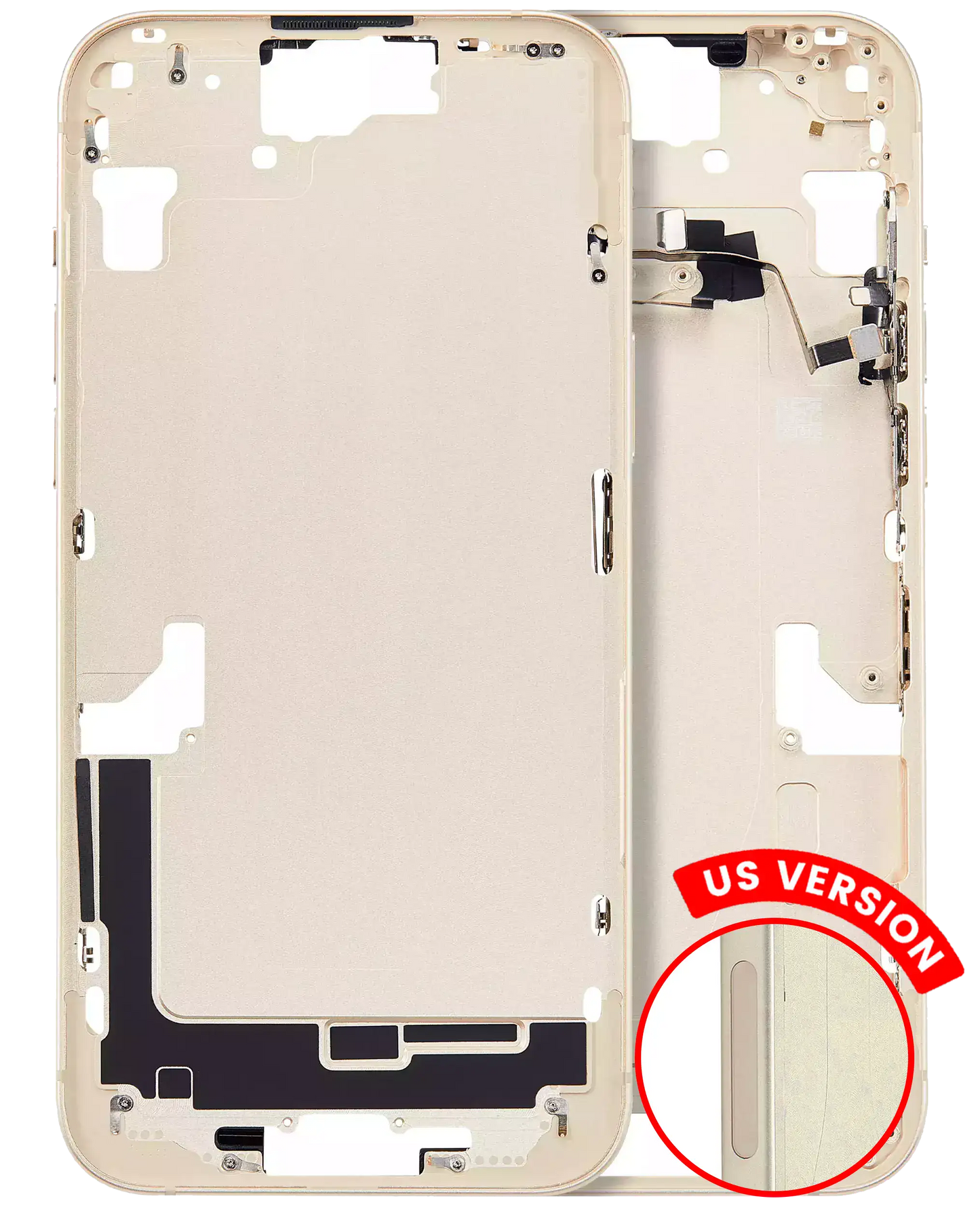 Mid-Frame Housing W/ Small Parts For iPhone 15 Plus (US Version) (Aftermarket Plus) (Yellow)