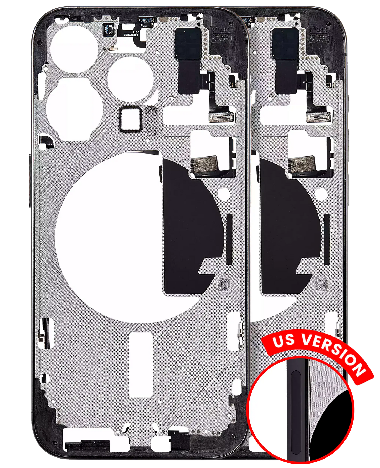 Mid-Frame Housing W/ Small Parts For iPhone 15 Pro (US Version) (Aftermarket Plus) (Black Titanium)
