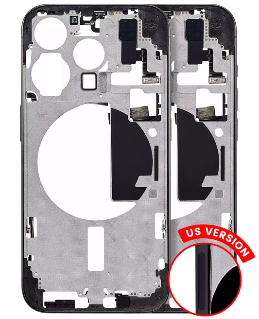 Mid-Frame Housing W/ Small Parts For iPhone 15 Pro (US Version) (Aftermarket Plus) (Black Titanium)