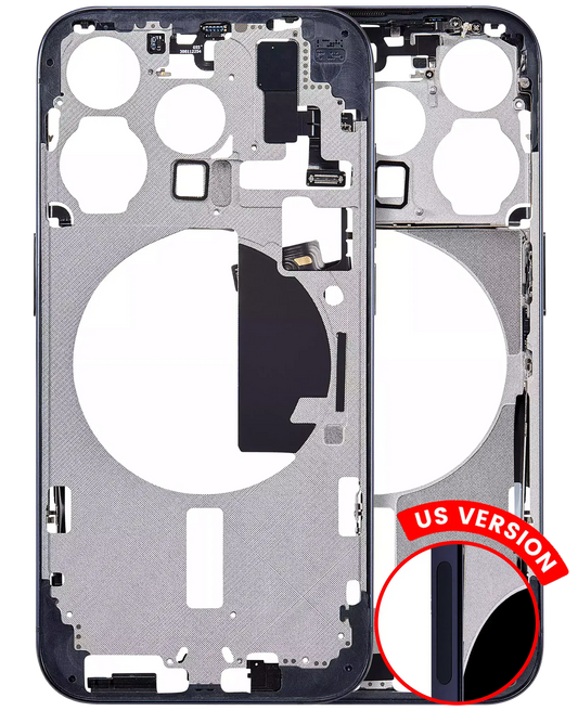 Mid-Frame Housing W/ Small Parts For iPhone 15 Pro (US Version) (Aftermarket Plus) (Blue Titanium)