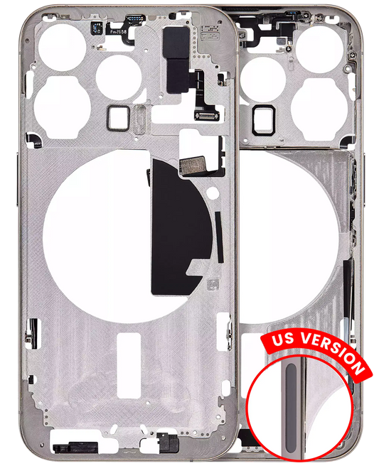 Mid-Frame Housing W/ Small Parts For iPhone 15 Pro (US Version) (Aftermarket Plus) (Natural Titanium)