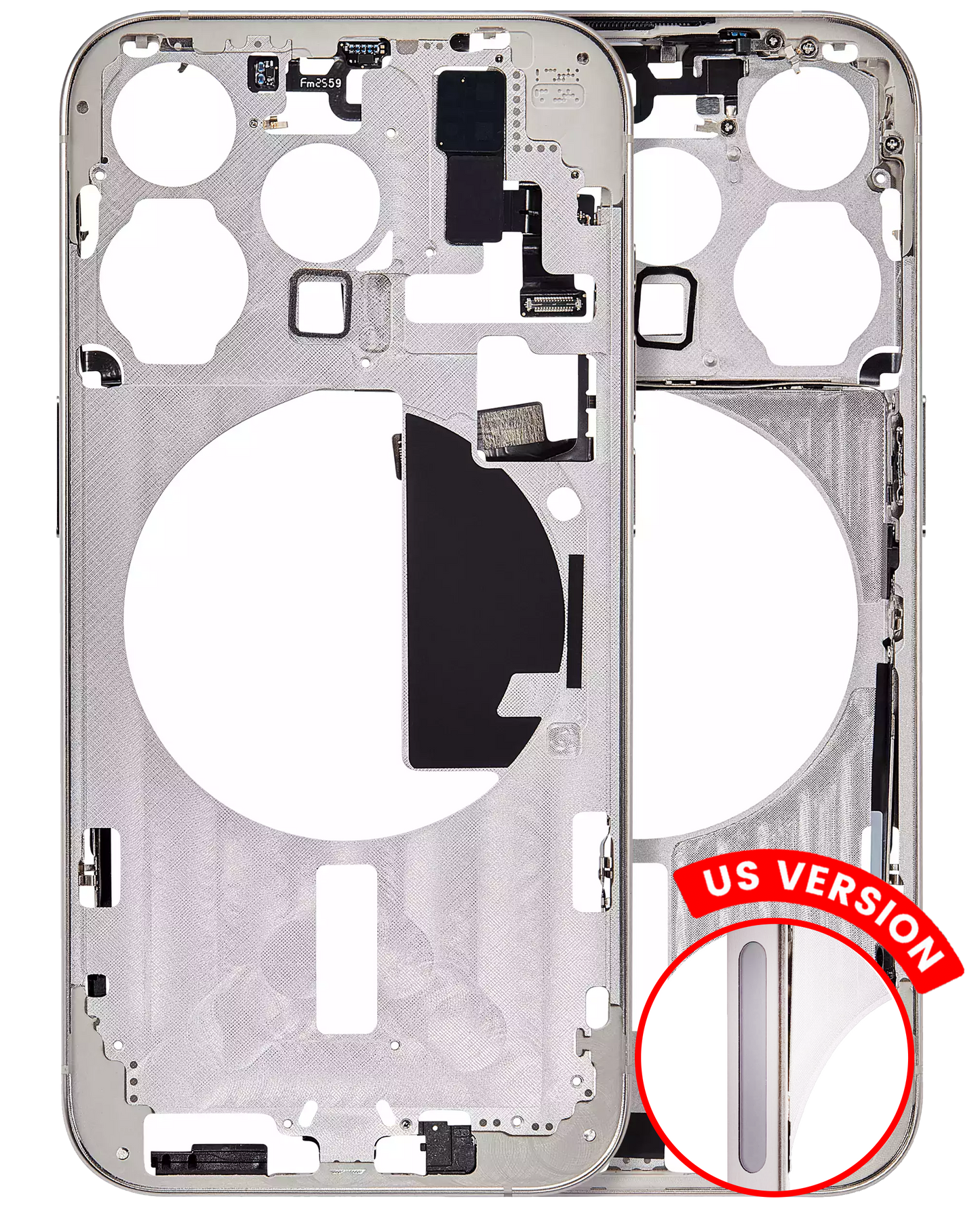 Mid-Frame Housing W/ Small Parts For iPhone 15 Pro (US Version) (Aftermarket Plus) (White Titanium)