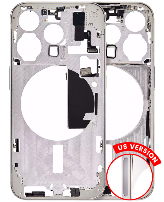 Mid-Frame Housing W/ Small Parts For iPhone 15 Pro (US Version) (Aftermarket Plus) (White Titanium)