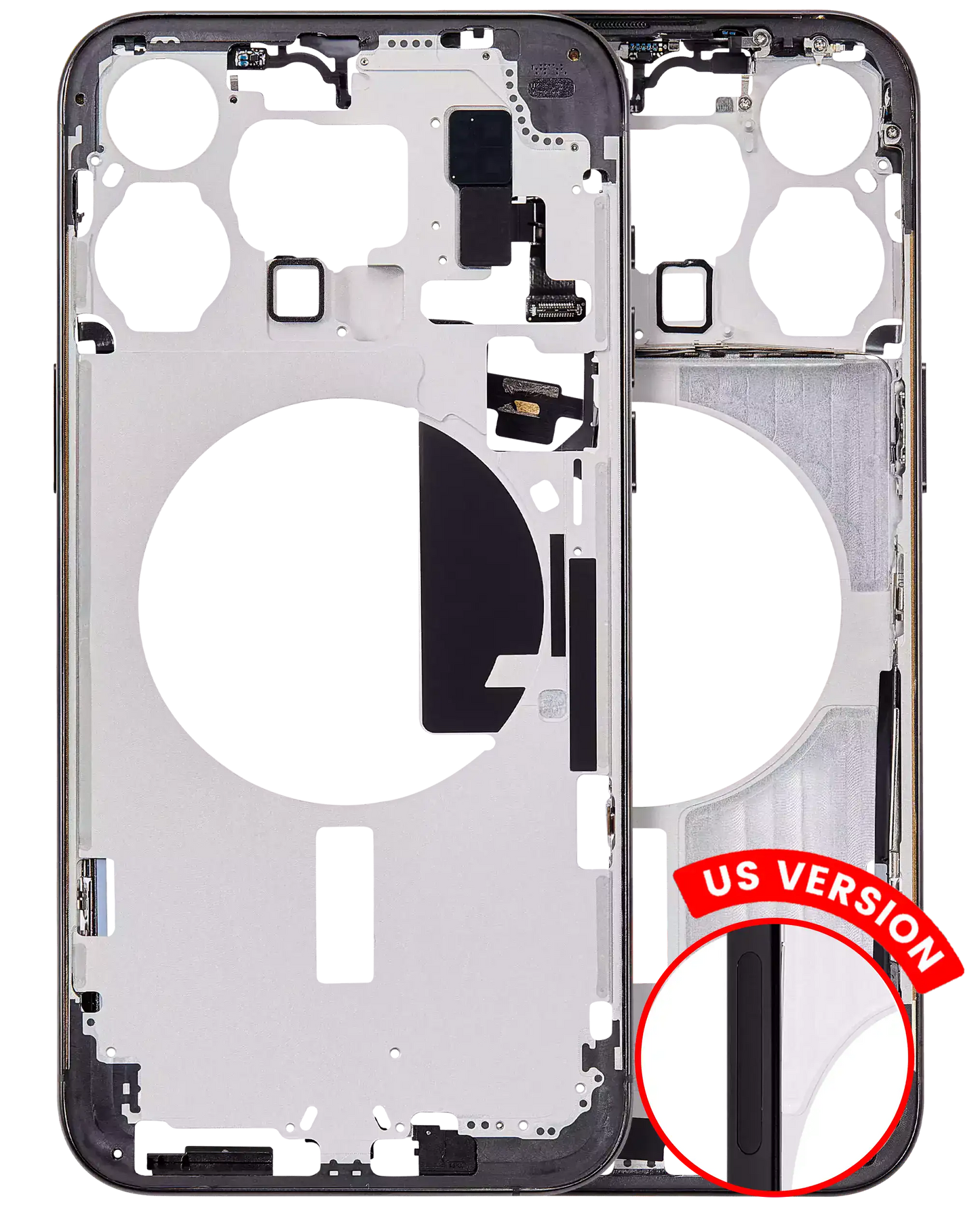 Mid-Frame Housing W/ Small Parts For iPhone 15 Pro Max (US Version) (Aftermarket Plus) (Black Titanium)