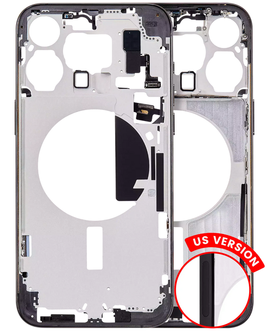 Mid-Frame Housing W/ Small Parts For iPhone 15 Pro Max (US Version) (Aftermarket Plus) (Black Titanium)
