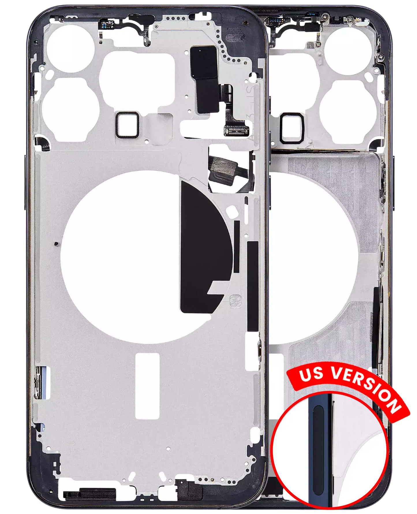 Mid-Frame Housing W/ Small Parts For iPhone 15 Pro Max (US Version) (Aftermarket Plus) (Blue Titanium)