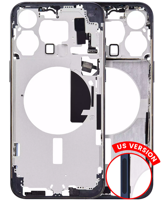 Mid-Frame Housing W/ Small Parts For iPhone 15 Pro Max (US Version) (Aftermarket Plus) (Blue Titanium)