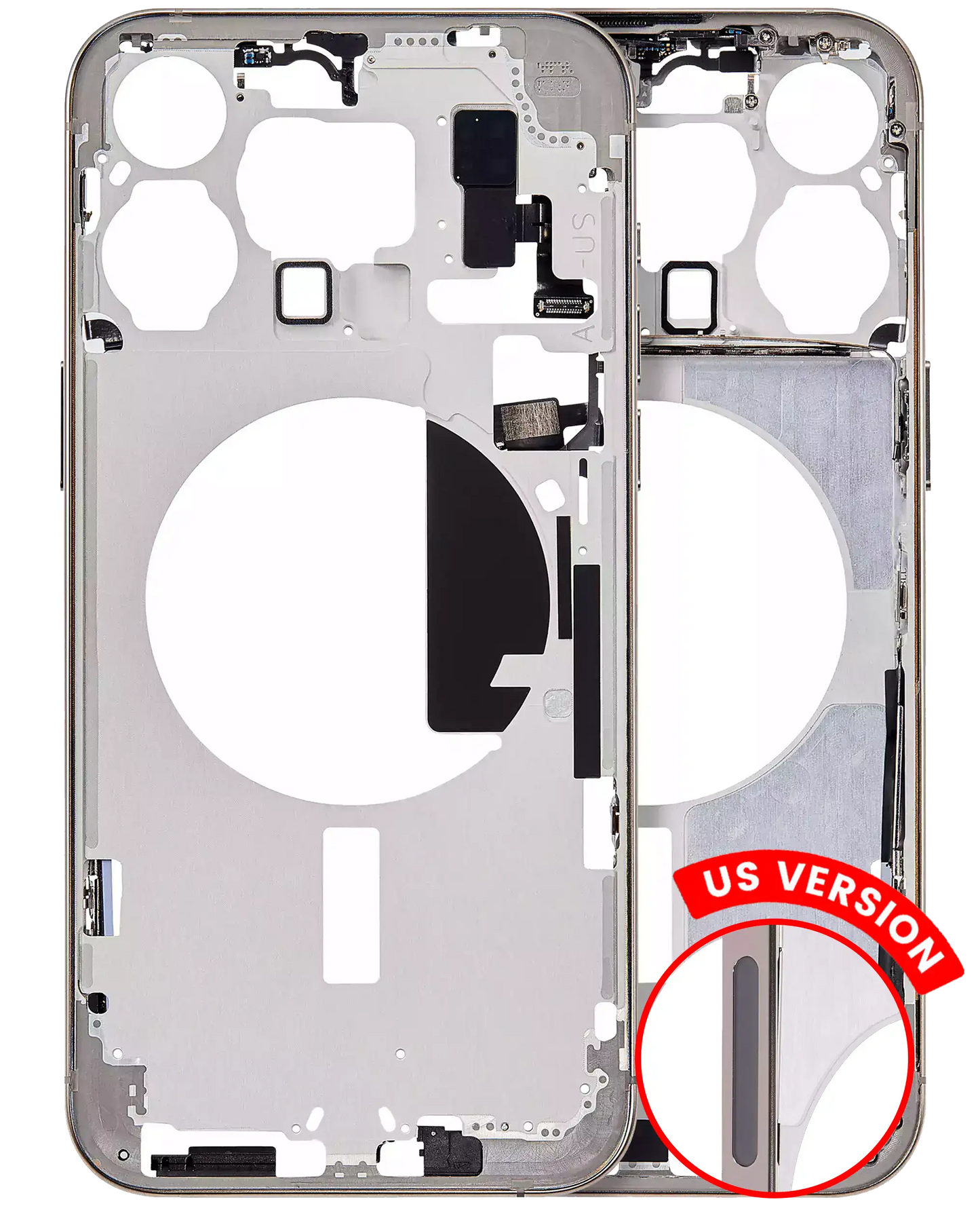 Mid-Frame Housing W/ Small Parts For iPhone 15 Pro Max (US Version) (Aftermarket Plus) (Natural Titanium)