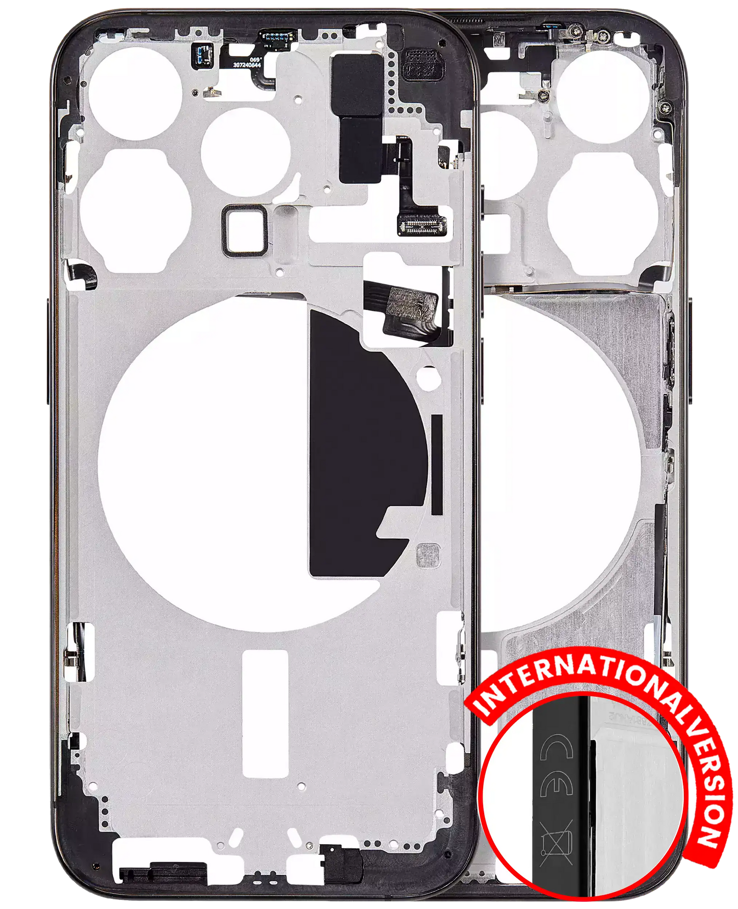 Mid-Frame Housing W/ Small Parts For iPhone 15 Pro (EU / Global Version) (Aftermarket Plus) (Black Titanium)